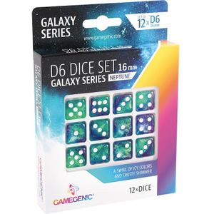 Dobbelstenen Galaxy Series Neptune - D6 - 16mm - 12 stuks