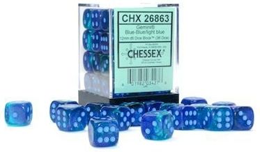 Dobbelstenen Gemini Blauw-Blauw/Lichtblauw - D6 - 12mm - 36 stuks