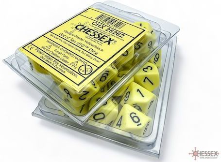 Chessex - Opaque Pastel Yellow/Black - Dobbelsteen Set - 10 Stuks