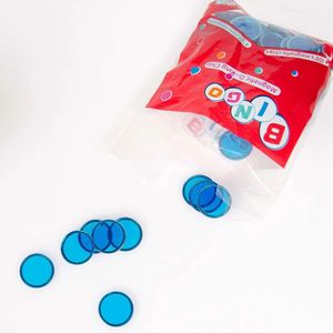 Blauwe Transparante Kien-/Bingo Fiches (17 mm, Metalen Rand, verpakt per 100)  Ideaal voor Kienavonden