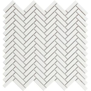 Mozaïek tegels Chevron Wit Glans 28,3x27,7 - Rechthoek, visgraat Wand en vloer Geglazuurde porseleinen steengoed