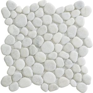 Mozaïek tegels Perla Waterpas Wit 26,5x26,5 - Kiezels Wand en vloer Natuursteen