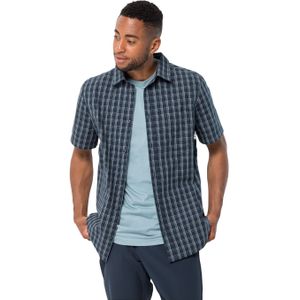 YARNDYED CHECKERED SHIRT - Katoen - Blauw - Heren Korte Mouwen
