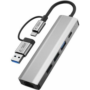 Tech-Protect - HB03 - Dockingstation - Spacegrijs - USB 2.0/3.0/RJ45/Type-C