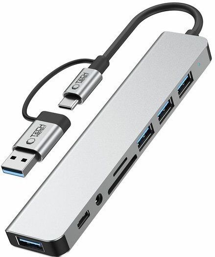 Tech-Protect - HB06 - USB-A/USB-C Hub Adapter - Space Grey - 9-in-1
