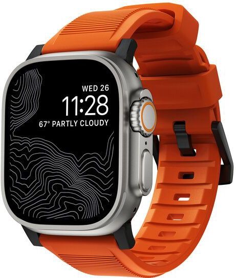 Nomad Rugged FKM Apple Watch 49 / 46 / 45 / 42 Mm Bandje Oranje / Zwart