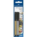 Faber Castell FC-167396 Tekenstift Faber-Castell Pitt Artist Pen Blister Met Goud En Zilver