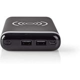 Nedis WPBK10000BK Powerbank Met Draadloze Oplader 10000 Mah 2 X 2,1 A 2 X Usb-uitgangen Zwart