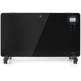 Nedis HTPL20FBK Glazen Paneel Convectorkachel Thermostaat Lcd-scherm 2 Warmtestanden Staand / Wandmontage 2000 W Zwart