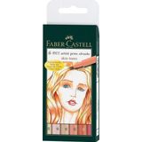 Faber Castell FC-167162 Tekenstift Faber-Castell Pitt Artist Pen Brush Etui A 6 Stuks Huidskleur