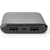Nedis UPBK10002BK Powerbank 10. 000 Mah 3 Uitgangen 3.0 / 2.1 / 1.0 A Usb-c™ / Micro-usb-ingang Zwart