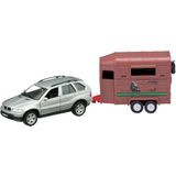 Welly Pull-Back Die-Cast BMW X5 met Paardentrailer en Paard