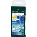 Faber Castell FC-167164 Tekenstift Faber-Castell Pitt Artist Pen Brush Etui A 6 Stuks Shades Of Blue