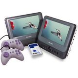 Salora DVP9048TWIN Portable DVD-Speler + 2 Schermen 23 cm + 2 Game Controllers Grijs/Wit