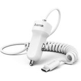 Hama Auto-oplader USB Type-C 3 A Wit