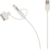 Valueline VLMP39410W1.00 Sync- en Oplaadkabel Usb 2.0 A Male - Micro B Male met Lightning-adapter en 30-pins Dock-adapter 1,00 M Wit