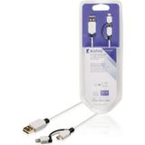 König KNM39400W10 Sync And Charge Kabel Usb Micro B Male - A Male + 8-pins Lightning Male Adapter 1,00 M Wit