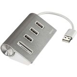 Hama USB-2.0-hub/kaartlezer Aluminium