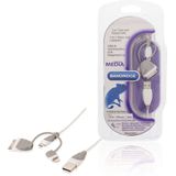 Bandridge BBM39410W10 3-in-1 Data En Oplaadkabel Usb Micro-b Male + Dockadapter + Lightningadapter - A Male 1.00 M Wit