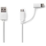Nedis CCGP39400WT10 2-in-1 Sync And Charge-kabel Usb-a Male - Micro-b Male / Apple Lightning 8-pins Male 1,0 M Wit