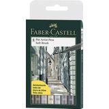 Faber Castell FC-167808 Tekenstift Faber-Castell Pitt Artist Pen Soft Brush Etui 8 Stuks Assorti