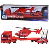 112 Brandweer Set Truck + Auto + Helikopter