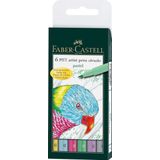 Faber Castell FC-167163 Tekenstift Faber-Castell Pitt Artist Pen Brush Etui A 6 Stuks Pastel