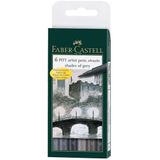 Faber Castell FC-167104 Tekenstift Faber-Castell Pitt Artist Pen 6-delig Etui Shades Of Grey