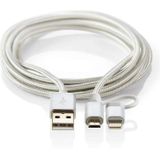 Nedis CCTB39400AL20 2-in-1 Sync- En Oplaadkabel Usb Micro-b Male + Apple Lightning 8-pins Male - Usb A Male 2,0 M Aluminium