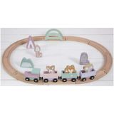 Little Dutch Houten Treinbaan + Figuren Roze/Groen