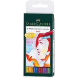 Faber Castell FC-167103 Tekenstift Faber-Castell Pitt Artist Pen 6-delig Etui Basic