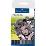 Faber Castell FC-167107 Tekenstift Faber-Castell Pitt Artist Pen Manga 8-delig Etui Basic