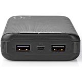 Nedis UPBK20002BK Powerbank 20. 000 Mah 3 Uitgangen 3.0 / 2.1 / 1.0 A Usb-c™ / Micro-usb-ingang Zwart