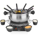 Tristar FO-1109 Familie Fonduepan met 8 Vorkjes en 6 Bakjes 1.3L 1400W Zwart/RVS