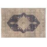 Viteaux | Handgemaakt vintage vloerkleed lengte 281 cm x breedte 206 cm x hoogte 0.05 cm beige, marineblauw rechthoekige | NADUVI outlet
