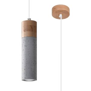 - LED Hanglamp beton hout ZANE - 1 x GU10 aansluiting