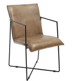 PTMD Collection | Eetkamerstoel Djuna lengte 47.5 cm x breedte 53 cm x hoogte 85 cm bruin eetkamerstoelen buffel leer, ijzer | NADUVI outlet