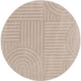 Laagpolig Vloerkleed, Cirkel, Woonkamer, Boho Geometrisch -Beige - Ø160 cm (rond) - Superzacht Modern Vloerkleed