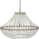 PTMD Collection | Hanglamp Beading ovaal lengte 90 cm x breedte 31 cm x hoogte 74 cm wit hanglampen houten kralen, metaal | NADUVI outlet