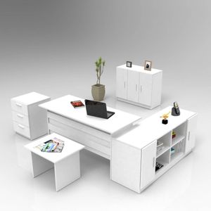 Set van bureau met bijzettafel en 3 opbergkasten Anja | Kalune Design