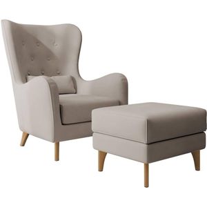 Fauteuil met hocker Casara velvet | NADUVI Collection