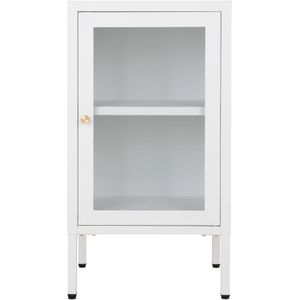 House Nordic - Dalby - Vitrinekastje - Wit - Staal - Glazen Deur - 38x70x35 cm