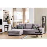 Cozyhouse | Hoekbank Rio ribstof links textiel grijs 278x95x199 cm hoekbanken | NADUVI