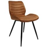Livin24 | Eetkamerstoel Isa zithoogte 48 cm x zitdiepte 41 cm x hoogte 77 cm x cognackleurig, zwart eetkamerstoelen materiaal | NADUVI outlet
