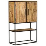 4uDesigned | Wandkast D'Angelo breedte 90 cm x diepte 40 cm x hoogte 143 cm naturel, zwart wandkasten mangohout, metaal | NADUVI outlet