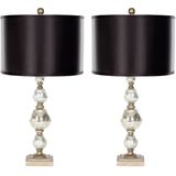 Safavieh Furniture | Set van 2 tafellampen Cléo lengte 75 cm x breedte 35 cm x hoogte 71,12 cm zilverkleurig tafellampen | NADUVI outlet