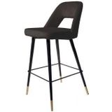 4uDesigned | Barkruk Lizz hoogte 99 cm x breedte 47 cm x diepte 51 cmzithoogte zwart barkrukken velvet poefs & krukken meubels | NADUVI outlet