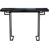 PTMD Collection | Sidetable Khine lengte 120 cm x breedte 30 cm x hoogte 80 cm zwart sidetables versteend hout, ijzer tafels | NADUVI outlet