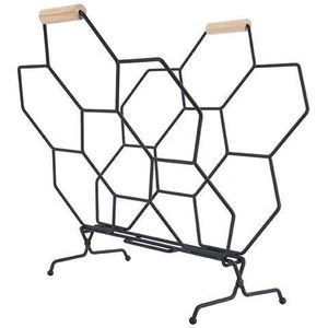 Present Time Tijdschriftenrek Honeycomb - Mat Zwart - 40x33x45cm - Scandinavisch