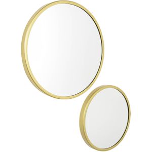 LOFT42 Mirror Spiegels Rond Goud Set van 2 - Metaal - Ø45 & Ø35